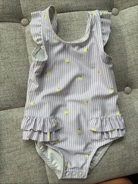 Carter's Lavender Stripe Lemon Ruffle One-Piece Swimsuit